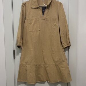 Tan Long-Sleeve Dress